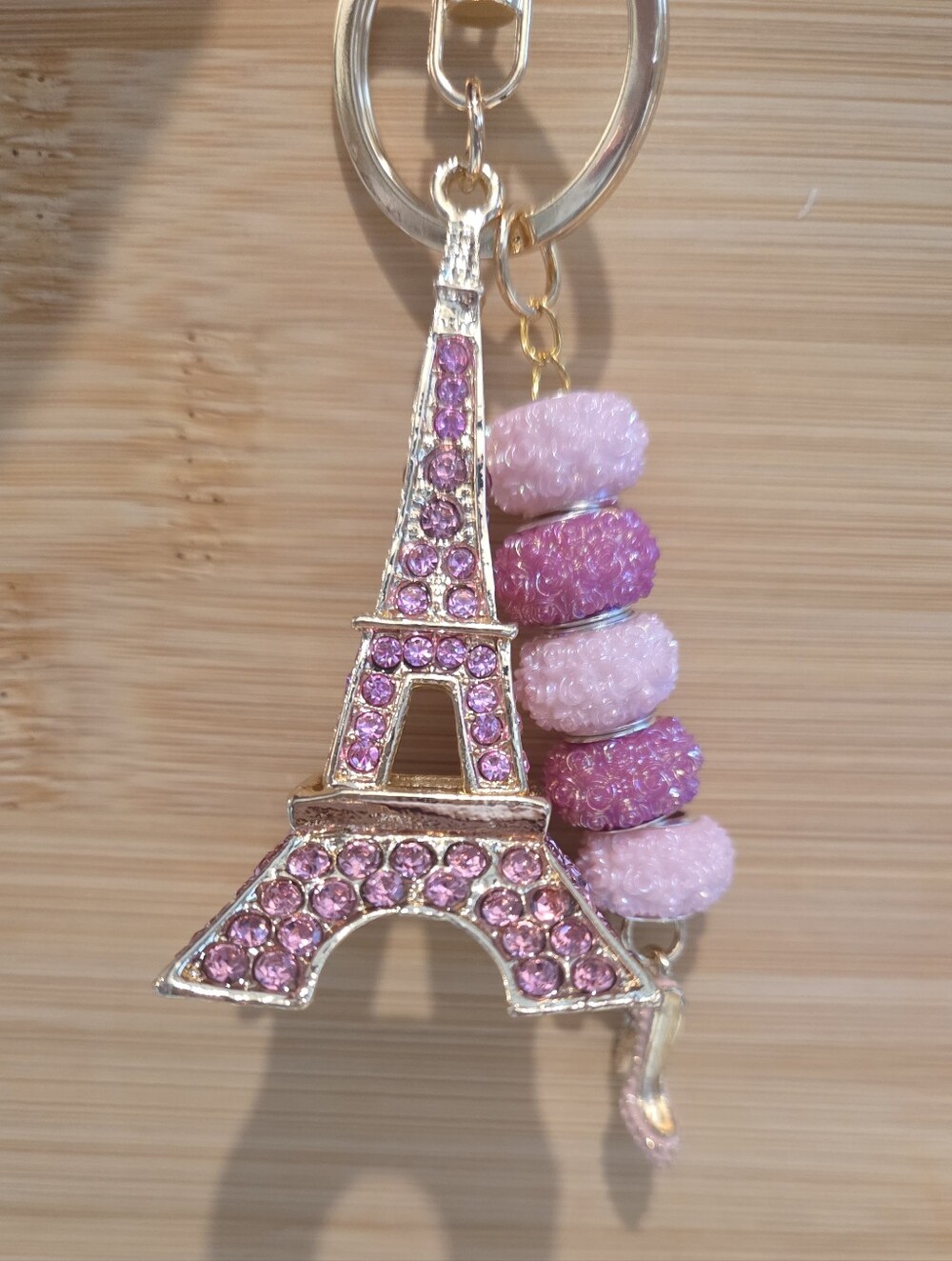🗼 Sparkly Pink Rhinestone Eiffel Tower Keychain / Purse Charm